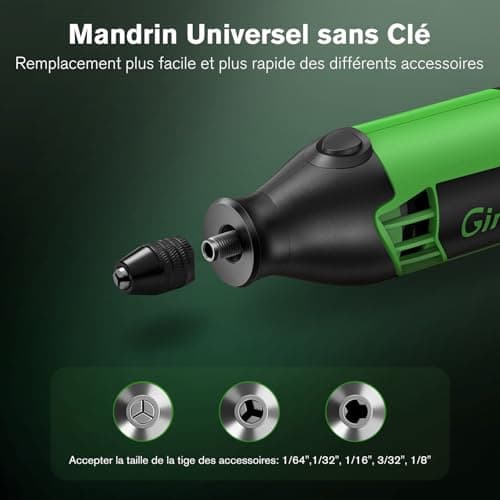 Ginour Outil Rotatif Multifonction 200W pour Professionnels avec 135 Accessoircis et 6 Vitesses Variables | GesgetVar-Ro
