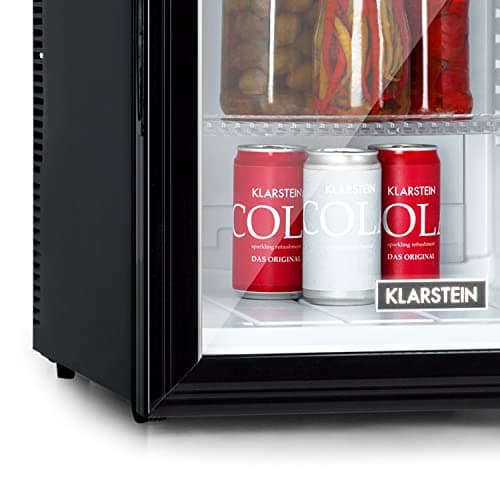 Klarstein Mini Frigo de Chambre 42L pour Snacks et Boissons, Réfrigérateur Silencieux et Économe Électrique avec Étagère — Noir / Blanc