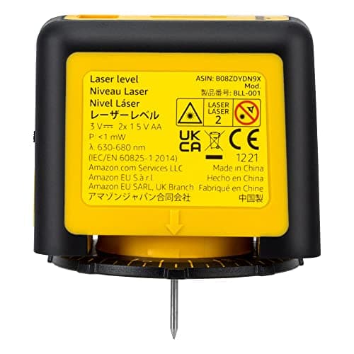 Amazon Basics laser rotatif niveaux classe II 360° 2 niveaux à bulles rétro-éclairés 3 m Jaune/Noirconstruction