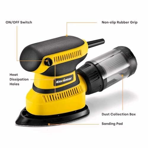 Enventor 210W Ponceuse Delta Avec 16 Papiers Abrasifs + [Propriétés] + [Public Cible] + [Scénario d'Utilisation]