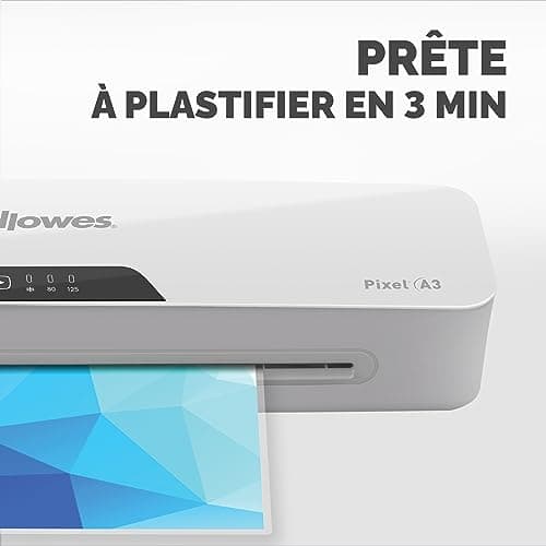 Plastifieuse Pixel A3 Fellowes 125 microns 5601601, comprenant 10 pochettes de plastification - parfait pour les bureaux