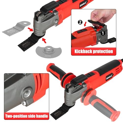 Shall Outil oscillant multifonction 300 W angle d'oscillation 3° vitesse variable poignée auxiliaire 40 accessoires