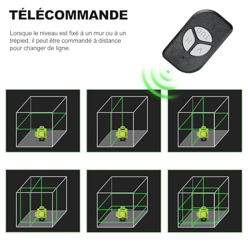 STANEW Niveau laser chantier autonivelant 4D 16 lignes vertMode pulsé extérieur 2x2400mAh batterie rechargeable+support
