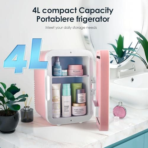 Mini Frigo pour Chambre, Petit Fr-igo Cosmetique avec Miroir LED, Frigo Voiture Thermoelectrique