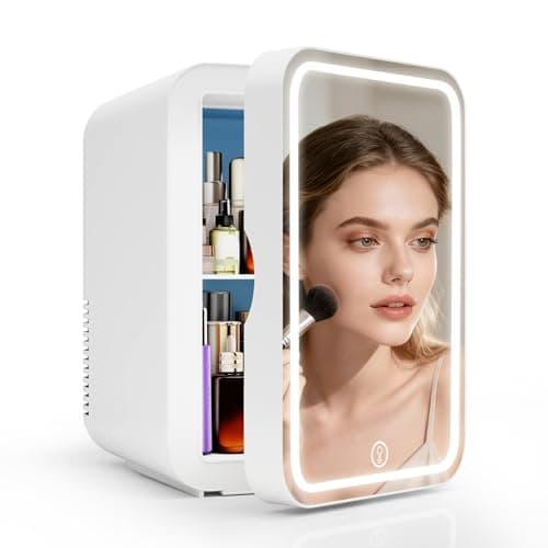 Mini Frigo Cosmetique 8L YU YUSING pour voitures, petit réfrigérateur chaud/froid 12V/220V, miroir de maquillage LED, bl