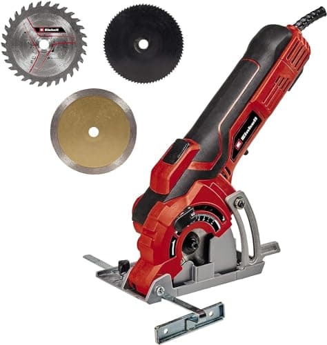 Énhell Mini scie circulaire Ø89mm TC-CS 89 (600 W, profondeur de coupe jusqu'à 27 mm, lame de scie TCT, butée parallèle)
