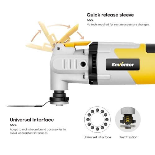 Outil Multifonction ENVENTOR Oscillant 280W pour Couper, Poncer, Gratter, Scier - 42 Accessoires - 6 Vitesses Variables