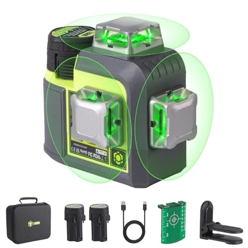 LasGoo Niveau Laser 3x360° Auto-nivelant - Construction - Professionnels - Bâtiment et Réparation - Éclairage Vert Crois — 3D-RS12