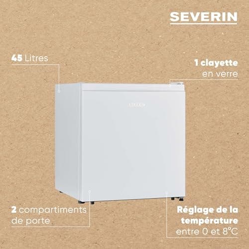 Severin KB 8884 Mini Réfrigérateur Mini Bar Blanc Économique Énergie Classe E Pose Libre 44,5 cm 45 L Compartiment Froid