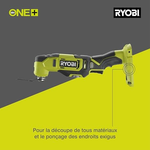 Outils Ryobi Multifonction Oscillant 18V ONE+ Vitesse Variable – Système Accessoires Rapide – Idéal Découpe, Ponçage, Gr