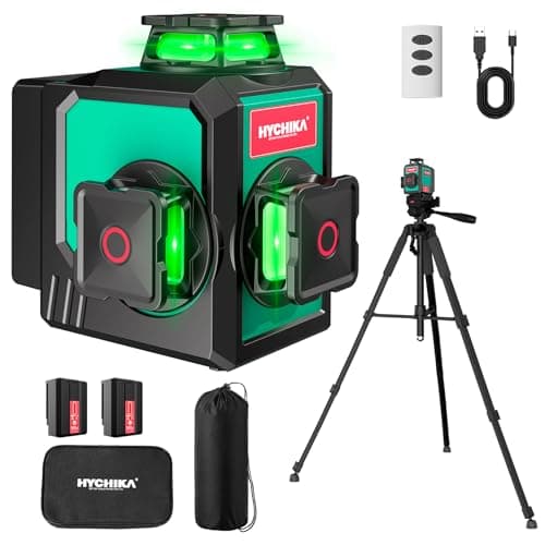 HYCHIKA Niveau Laser 15M Autonivelant, Niveaux Laser Vert avec 3 Niveaux de Luminosité Réglables pour Décoration de Mais — Niveau Laser 360°