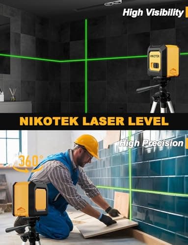 Niveau Laser Auto-nivelant Horizontal et Vertical pour la Décoration de La Maison - Batterie Incluse - Pochette de Trans