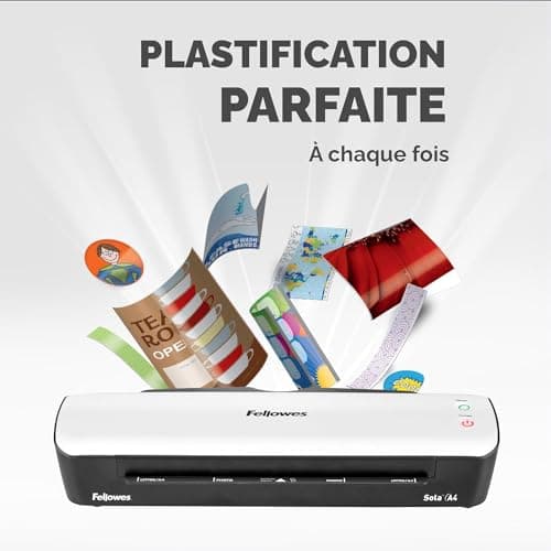 Plastifieuse Fellowes Sola A4 125 Microns Anti-Bourrage Arrêt Automatique 4 Min Chauffage 80-125 Microns Blanc 5745601