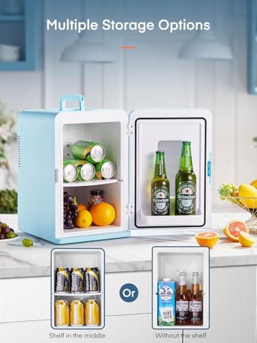 FOHERE Mini Frigo de Chambre 15L/21 Canettes | Fréquemment Acheté par les Voyageurs | Idéal pour les Voyages et les Camp