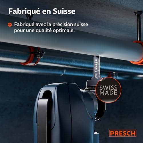 Presch Lame Scie Oscillante Bois et Métal 25x10mm - Dents BI pointues & forme coudée pour résultats précis - Lame Outil