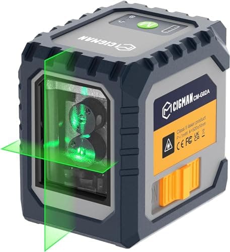 CIGMAN Niveau laser vert, auto-nivelant, batteries rechargeables intégrées, fonction bouton de contrôle, usage en constr — Double mode (marche/arrêt/horizontal/vertical)