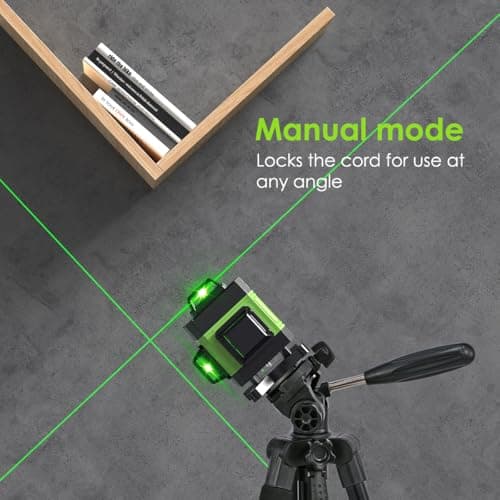 Niveau Laser 4 x 360° Auto-Nivelant Vert Étanche et Anti-Poussière Télécommande Trépied Réglable Hauteur 2400mAh x 2 Pil