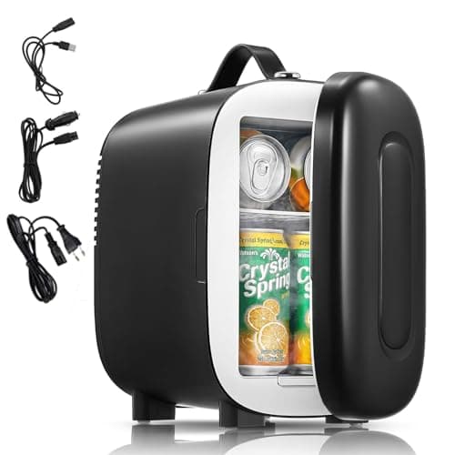 FOHERE Mini Frigo USB/CA/CC de 5 Litres pour Cosmétiques et Boissons, Bureau et Voiture, Blanc — Noir