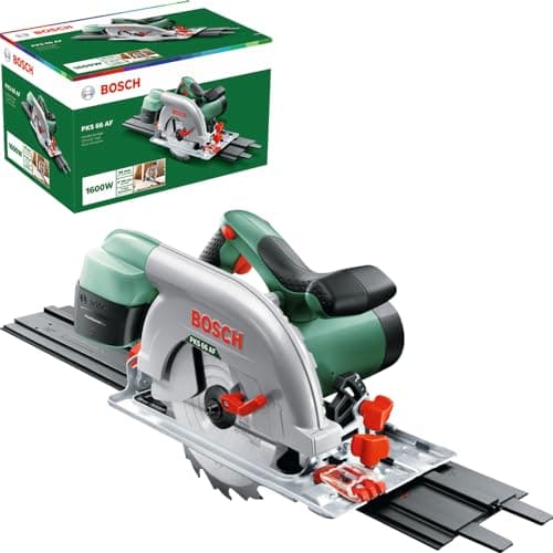 Bosch Scie circulaire PKS 66 A pour professionnels : tronçonneuse bois puissante 1600W, profondeur de coupe 66mm, parfai — PKS 66 AF | + rail de guidage