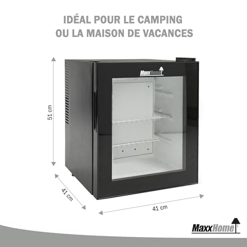 Mini frigo de chambre 42L - réfrigérateur de bureau - adapté à la maison et au bureau - (noir/verre)