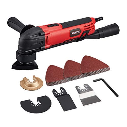 TEENO outil multi-fonctions oscillatoire filaire 300W 15000-23000 tr/min pour menuisiers avec 11 accessoires et 6 vitess