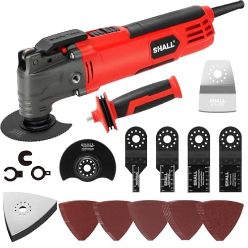 Shall Outil oscillant multifonction 300 W angle d'oscillation 3° vitesse variable poignée auxiliaire 40 accessoires