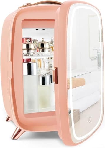 Mini Frigo Cosmétique KFO, capacitée 6L, skintake, make up, silencieux 20dB, température réglable 6°C, make up cold, crè — Rose
