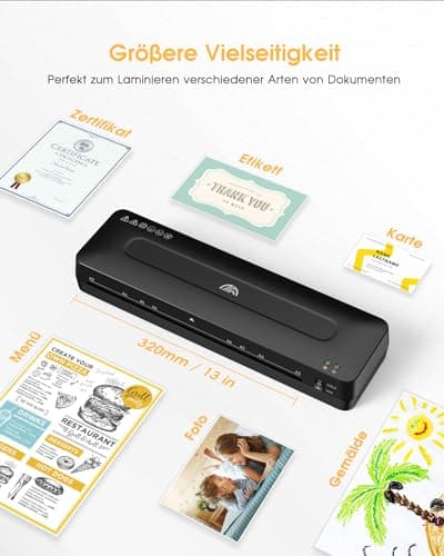 Plastifieuse A3 avec 40 Pochettes | Préchauffage Rapide en 90s | Plastifieuse Tout Format & Coupe-papier | Anti-Bourrage