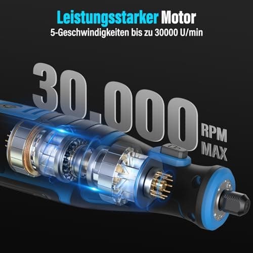 ,outil multifonction sans fil 8v 2,0ah avec lumière led, 5 vitesse jusqu'à 30 000 tr/min, 135 accessoires, pour percer,