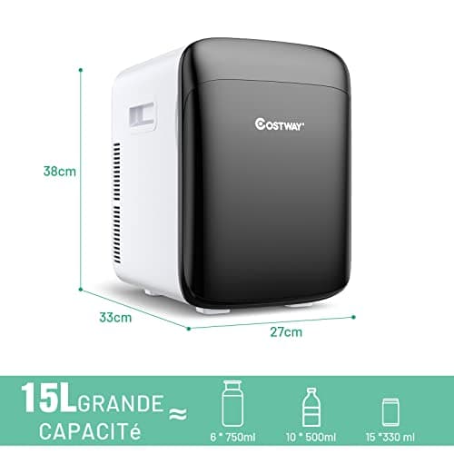 Réfrigérateur COSTWAY 15L portable, chauffant et refroidissant, pour maison et voiture (noir)