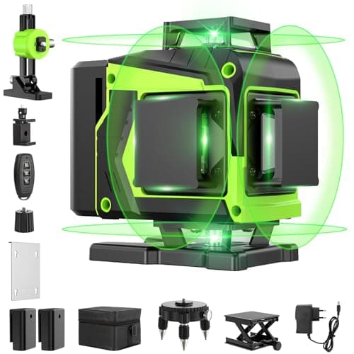 Niveau laser chantier autonivelant 360° x 4 | Lazer Niveaux 4D 16 Lignes Laser | Autonivellement et Mode Pulsé Extérieur