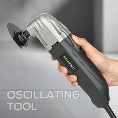 Outil oscillant GALAX PRO 180W professionnel, 22000 OPM, 3 lames de scie et plateau de ponçage semi-circulaire, 6 feuill