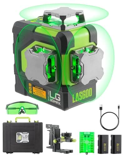 Niveau Laser LasGoo LG-3DMAX Vert Auto-Nivellant 3x360° | Batteries Lithium Rechargeables | Étui Rigide