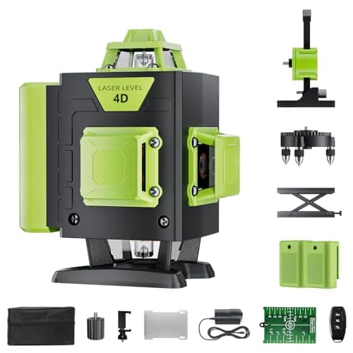 Laser Niveaux Professionnels Chantier 360° x 4, Autonivellement 4D 16 Lignes, Mode Pulsé Exterior, 2 x Batteries, Nivell