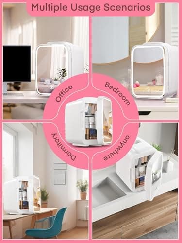 FOHERE Mini Frigo de Chambre 5L 6 Canettes, Glacière Beauté avec Fonction Chaud et Froid, Ideale pour Voyages et Soins d