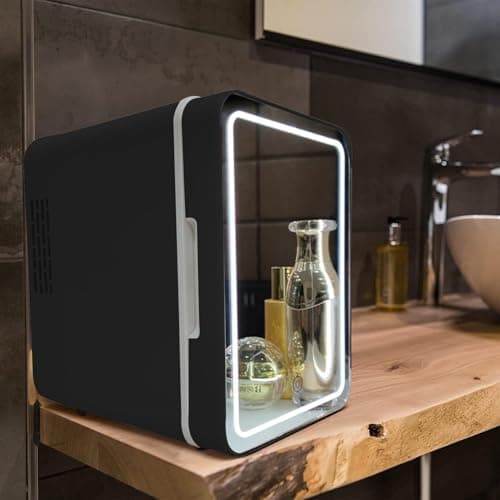 Réfrigérateur Cosmétique Olvy 4 L, Mini Frigo Portable, Petit Réfrigérateur avec Miroir LED, Soins de la Peau, Noir
