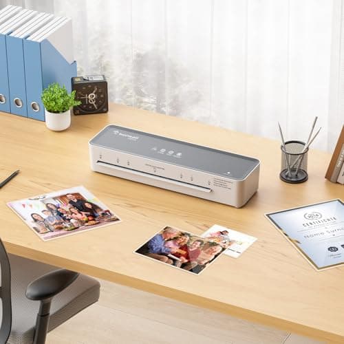Plastifieuse Bonsaii A4 L421-A: ABS pour documents sans bourrage, bureau et maison, 80-100 microns, 5 films inclus