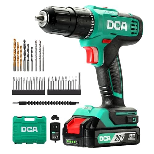 Perceuse DCA sans fil 20V 40 Nm - mandrin autoserrant 13 mm - 2 vitesses - 22 500 CPM - 18+1+1 forets - usage profession