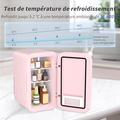 YASHE Mini réfrigérateur 6 litres thermoélectrique, pour dormeuses/voitures, soins de la peau, rose