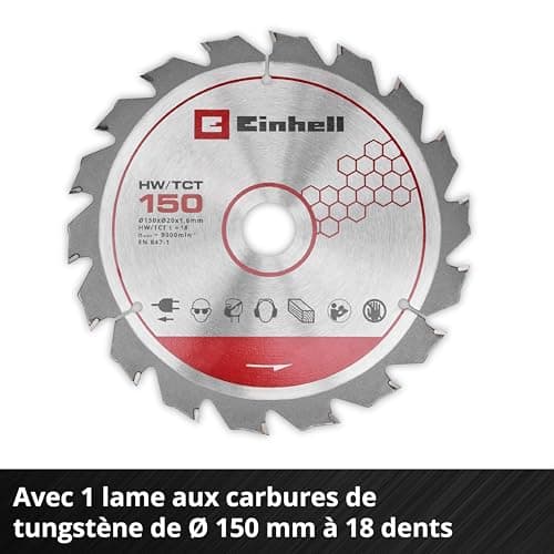 Scie circulaire portative Einhell TE-CS 18/150-2 Li-Solo Power X-Change pour professionnels (portable, 18 V, lame Ø 150