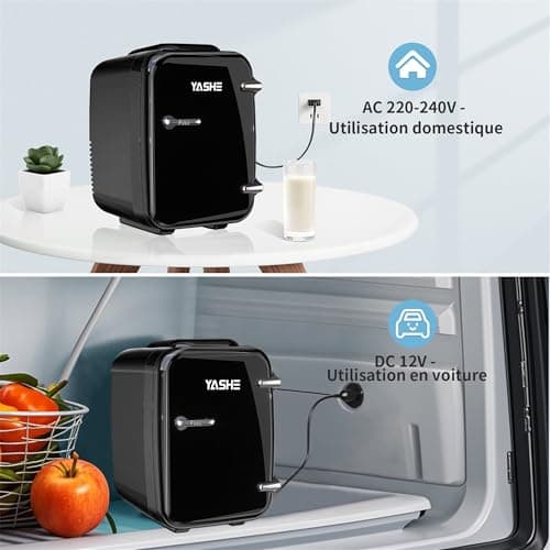 YASHE Mini Frigo de Chambre Thermoélectrique, 4 Litres pour Boissons, Bureau et Voiture, Noir