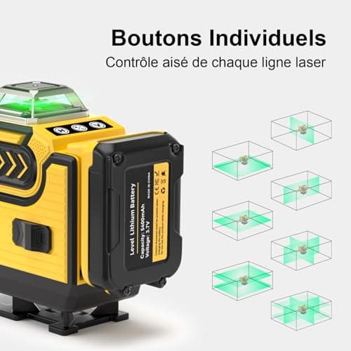 Laser Level Niveau Laser avec Trepied 4D 16 Lignes Vert Rotatif 4 x 360° Multifonctionnel Autonivelant en Croix 1.6 M Tr