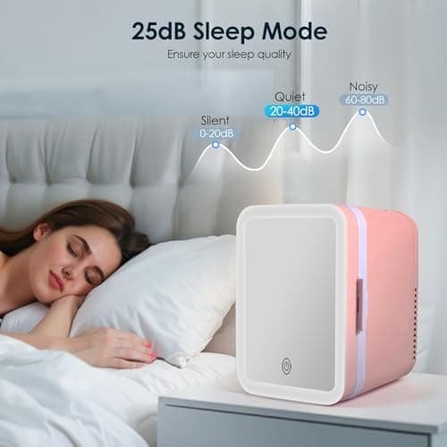 Mini Frigo pour Chambre, Petit Fr-igo Cosmetique avec Miroir LED, Frigo Voiture Thermoelectrique