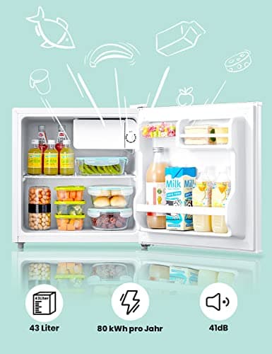 Comfee' RCD50WH2(E) Mini Réfrigérateur/Glacière 43L avec Compartiment Congélateur/Petit Réfrigérateur - Pour Chambre et