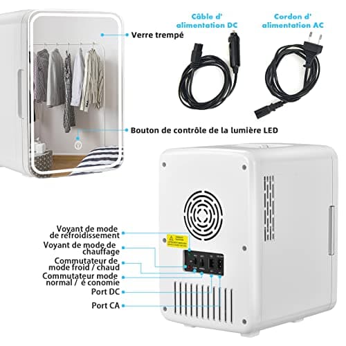 RELAX4LIFE Mini Réfrigérateur Voiture 12V 220V Chaud et Froid pour Cosmétiques et Aliments