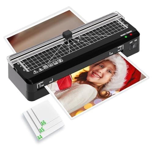 Plastifieuse thermique A4 réchauffement rapide, coupe-papier intégré, portable pour maison bureau ecole