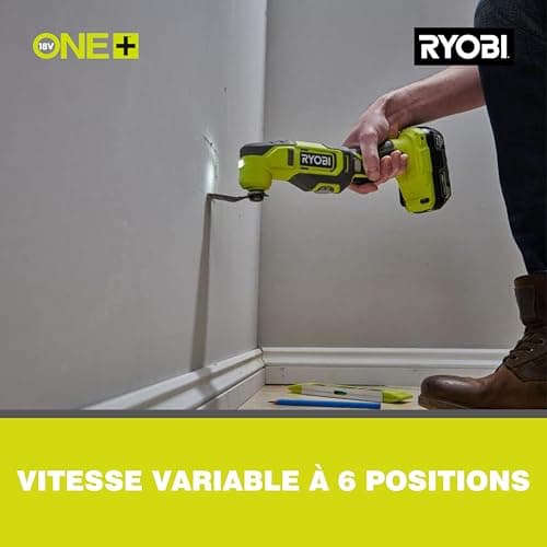 Outils Ryobi Multifonction Oscillant 18V ONE+ Vitesse Variable – Système Accessoires Rapide – Idéal Découpe, Ponçage, Gr