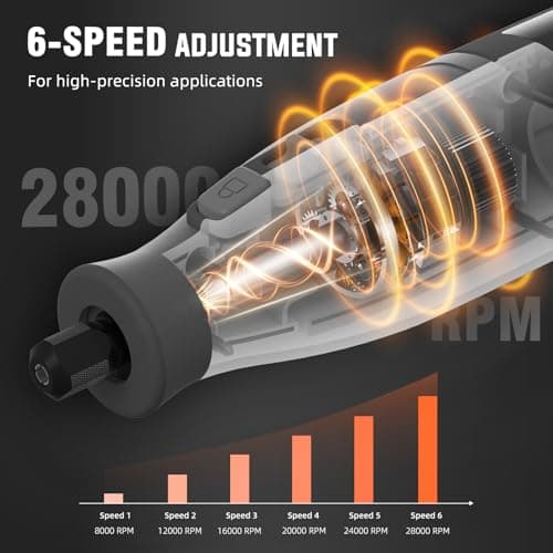 Katerk Outils Rotatifs Multifonction Gris - Perçage, Polissage et Bricolage avec 6 Vitesses et 4000 mAh Batterie