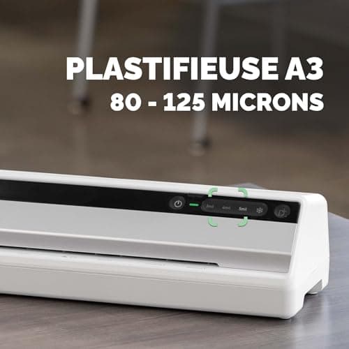 Plastifieuse Fellowes Saturn A3 InstaHeat Préparation Rapide Anti-Bourrage Arrêt Auto Pochettes 80/100/125 Microns 10 Fe