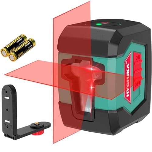 HYCHIKA Niveau Laser 15M Autonivelant, Niveaux Laser Vert avec 3 Niveaux de Luminosité Réglables pour Décoration de Mais — Niveau Laser piles AA 15M